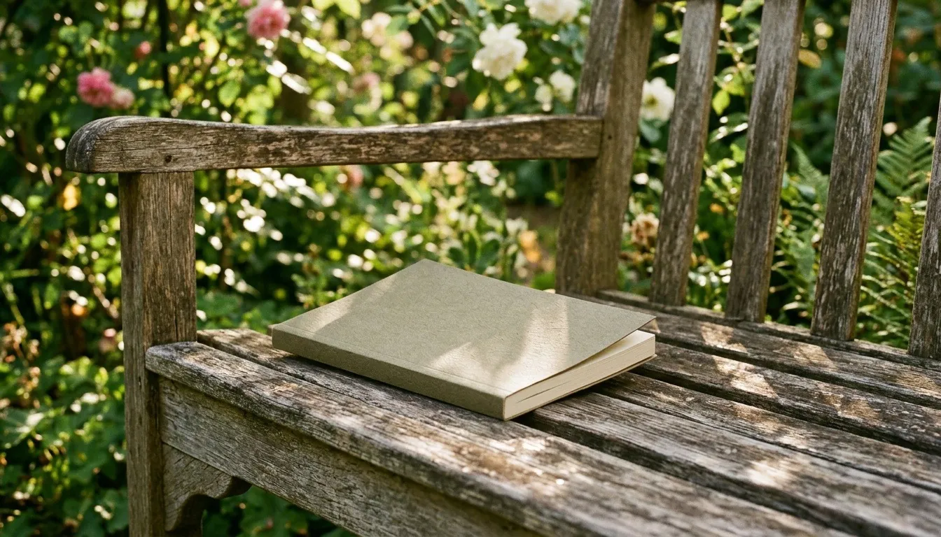 A slim poetry collection lying open on a windowsill beside a cup of tea